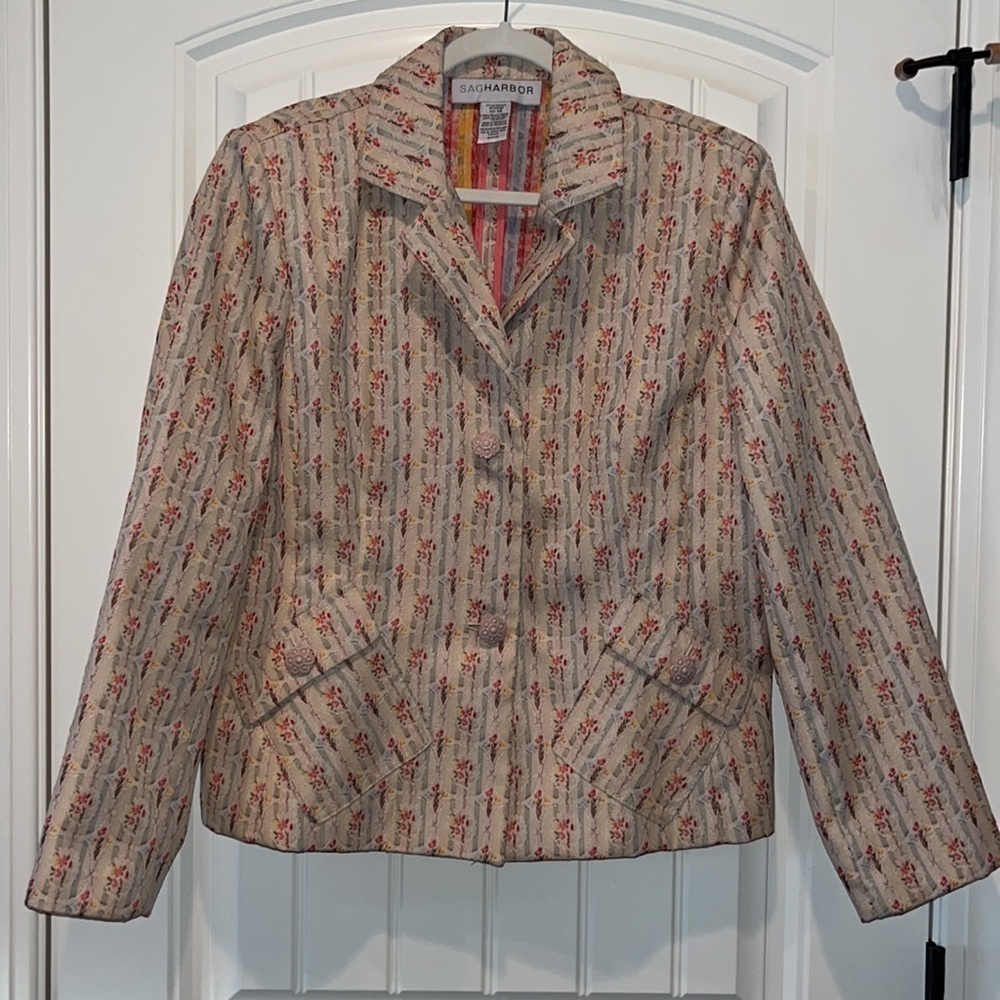 Vintage floral cottagecore Boho Prairie hippie grandma  jacket/Blazer sz 14